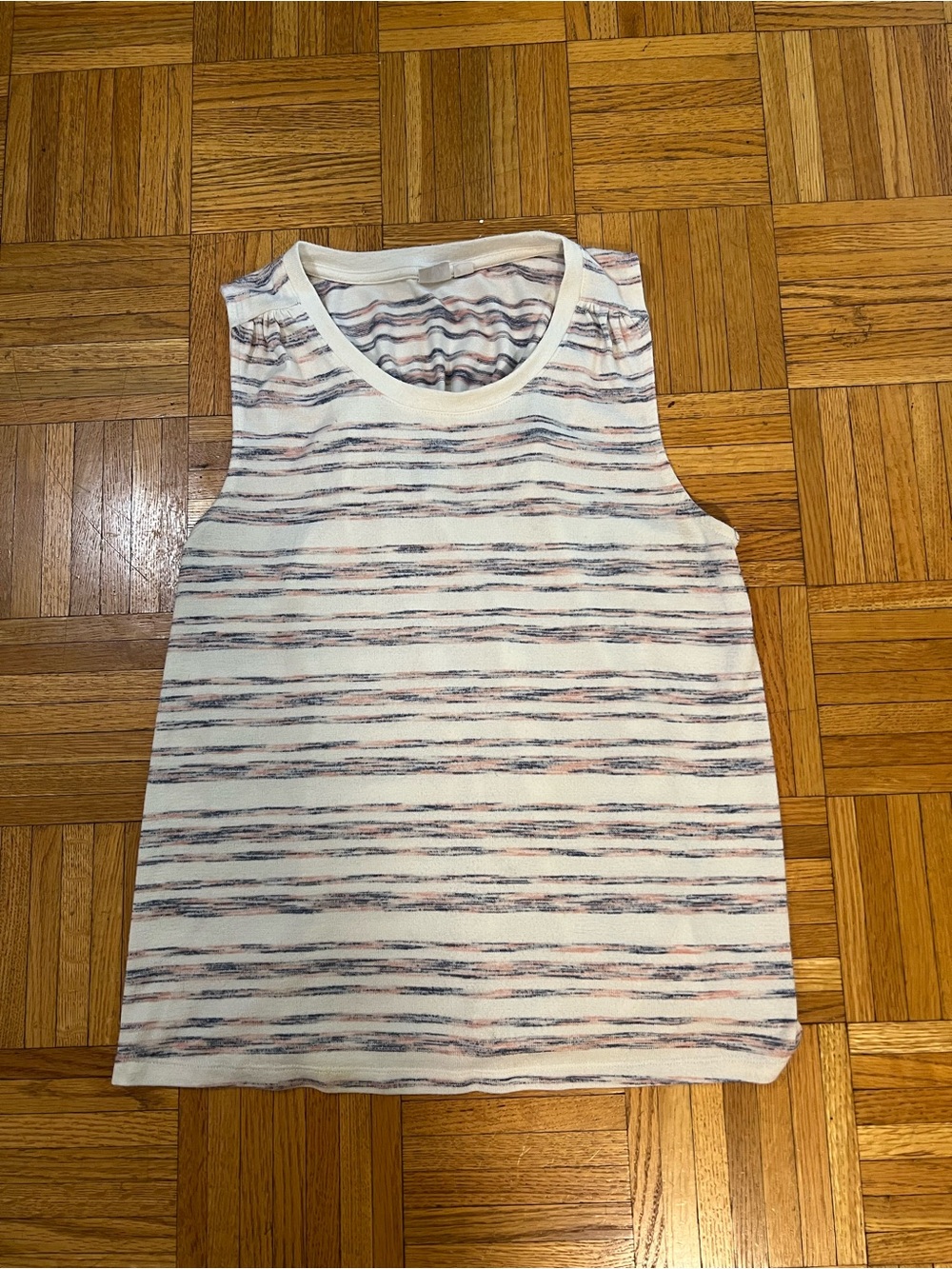 Coastal Core GAP White Tank Top with Blue and Pink Stripes size small